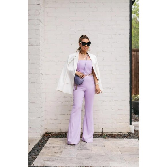 NWT Alice + Olivia Lavera Lavender Strapless Jumpsuit - Size 2 - Picture 4 of 16